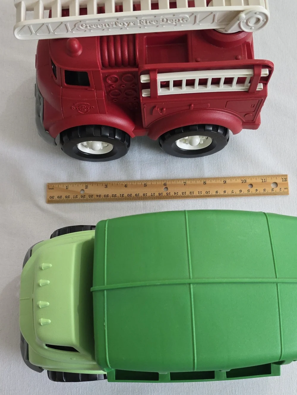 Green Toys Green Recycle Truck & Red Fire Engine Lot Of 2 Toy Vehicles USA Made